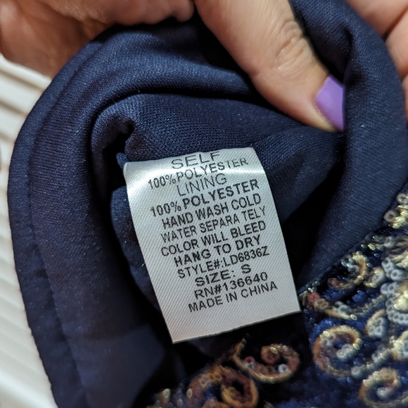 L'atiste - Amy sequin navy blue with floral design - Picture 6 of 9